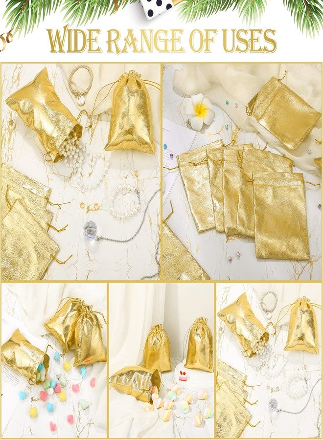 PerKoop 200 Pcs Gold Gift Bags 5 x 7 Inches Jewelry Pouches With Drawstring Metallic Gold Party Favor Bags for Wedding, Birthday, Christmas Gifts - Image 4